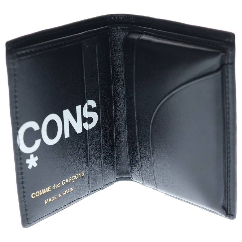 COMME des GARCONS(コムデギャルソン) HUGE LOGO ヒュージ ロゴ コンパクトウォレット 二つ折財布 カードケース レザー ブラック SA0641HL