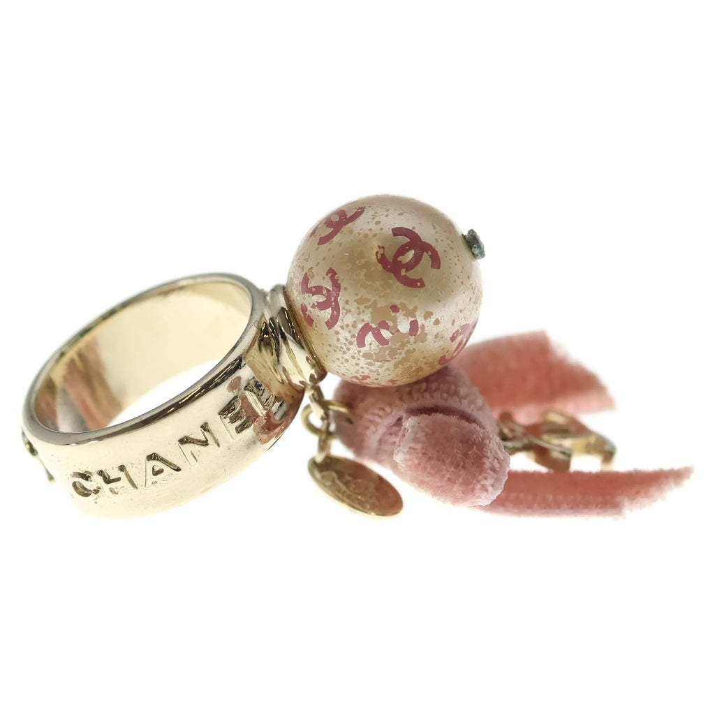 CHANEL(シャネル) ココマーク パールリボンリング ゴールド×ピンク #13.5 GP レディース