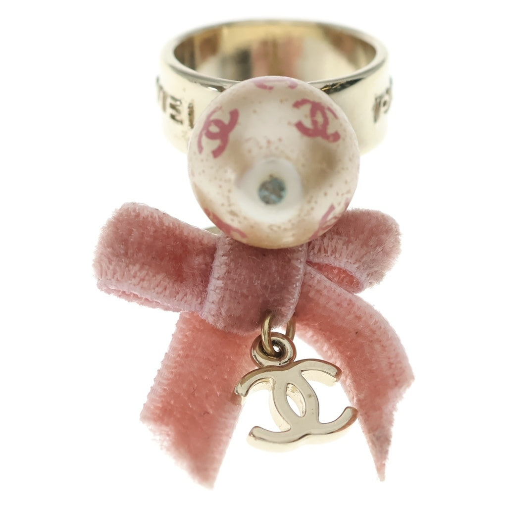 CHANEL(シャネル) ココマーク パールリボンリング ゴールド×ピンク #13.5 GP レディース