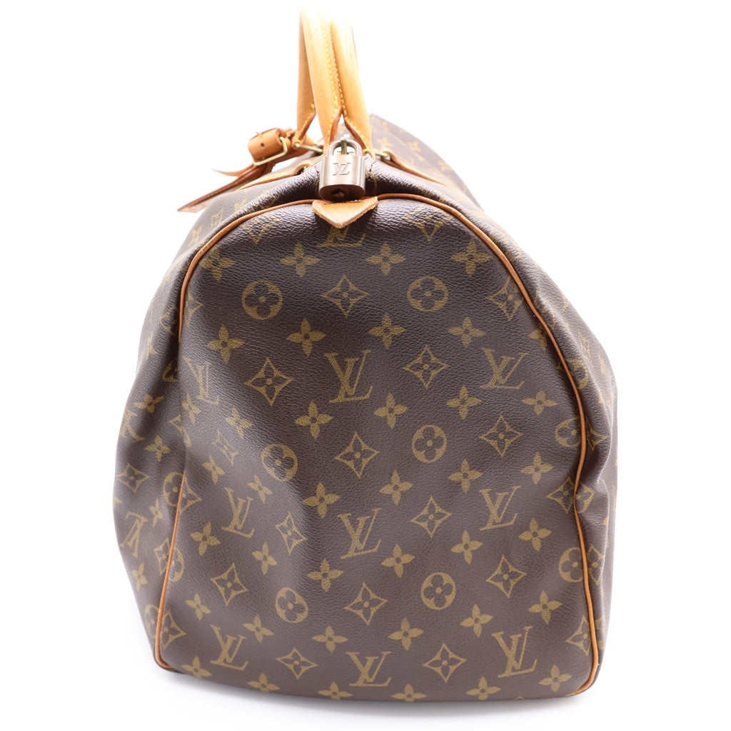 LOUIS VUITTON(ルイヴィトン) モノグラム キーポル55 ボストンバッグ ハンドバッグ トラベルバッグ ブラウン レザー×PVC M41424 ゴールド金具 レディース