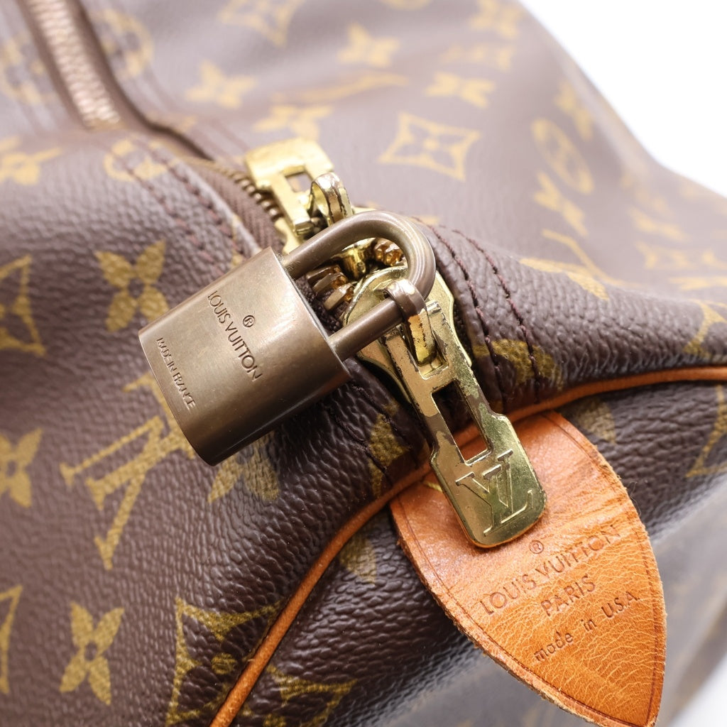 LOUIS VUITTON(ルイヴィトン) モノグラム キーポル55 ボストンバッグ ハンドバッグ トラベルバッグ ブラウン レザー×PVC M41424 ゴールド金具 レディース