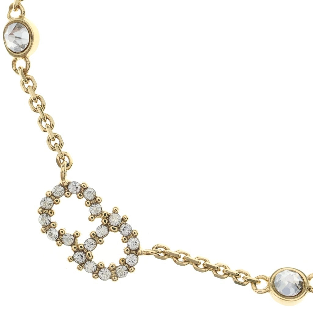 Christian Dior(クリスチャンディオール) CDロゴ ラインストーン ネックレス ゴールド レディース