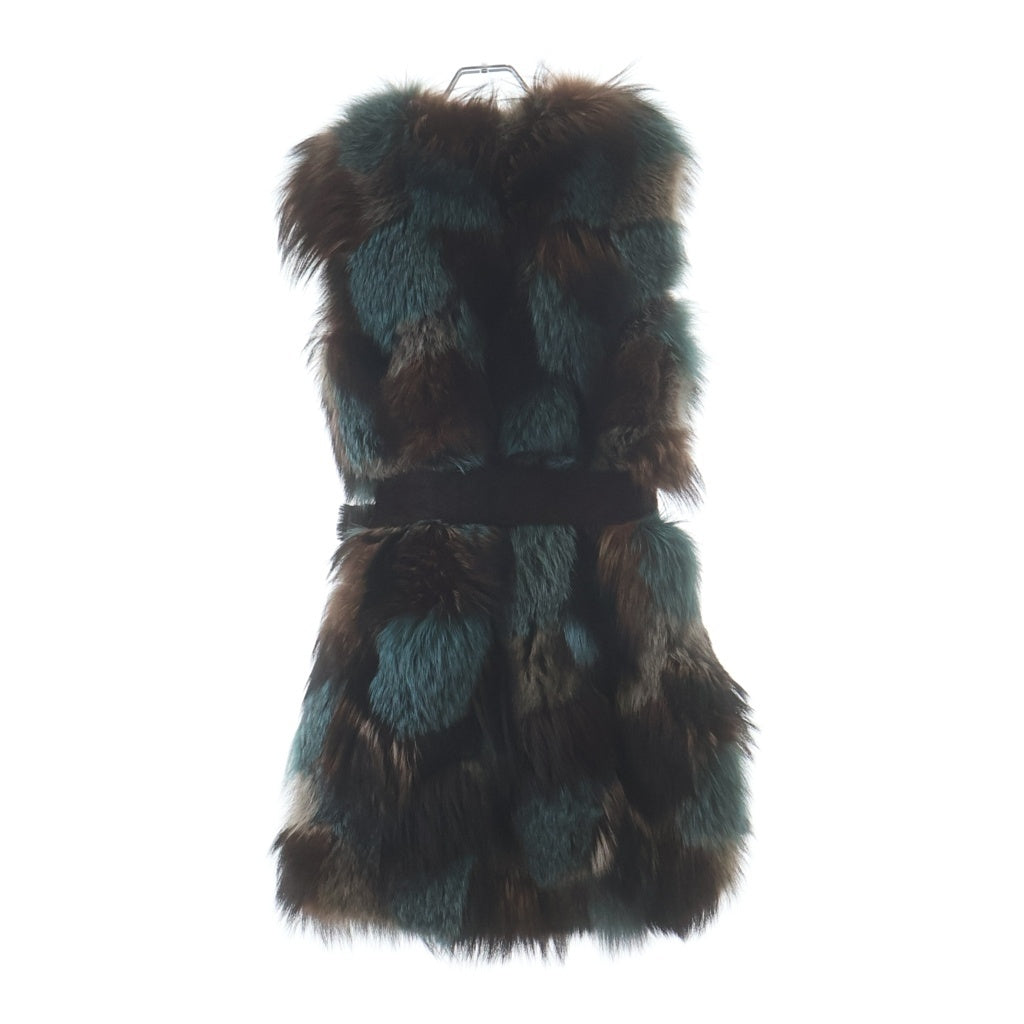 PRADA(プラダ) ベルテッド染色ファーベスト ノースリーブ マルチカラー ブラウン/ライトブルー 169165 レディース