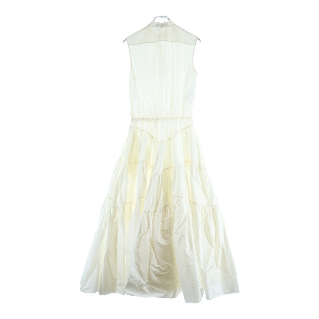 Christian Dior(クリスチャンディオール) SLEEVELESS BELTED TAFFETA GOWN DRESS ノースリーブギャザードレス ポリエステル シルク フランス製 ホワイト 411R60A2452 レディース