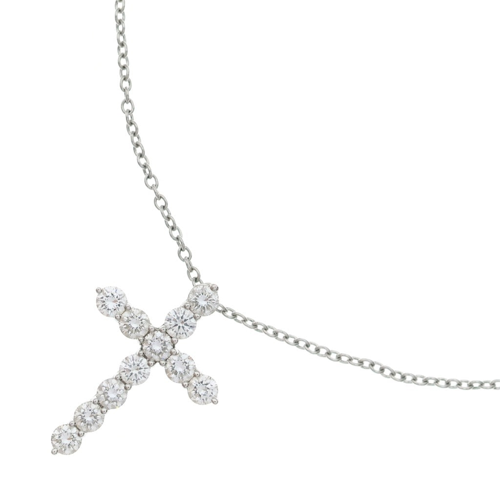 TIFFANY & Co.(ティファニー) クロスペンダント Pt950 11Pダイヤ 十字架 ネックレス プラチナ レディース