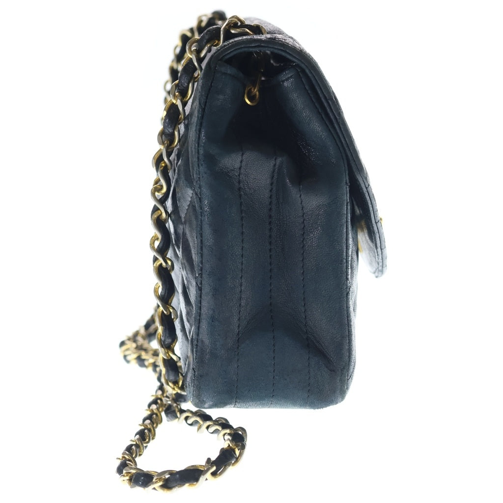 CHANEL(シャネル) マトラッセ ハーフムーン チェーンショルダーバッグ ブラック ラムスキン ゴールド金具 レディース