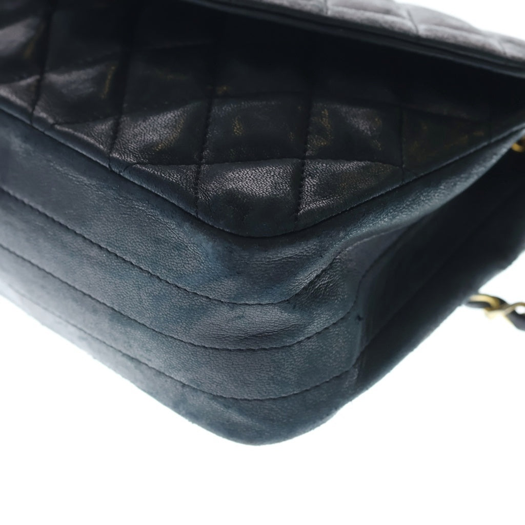 CHANEL(シャネル) マトラッセ ハーフムーン チェーンショルダーバッグ ブラック ラムスキン ゴールド金具 レディース