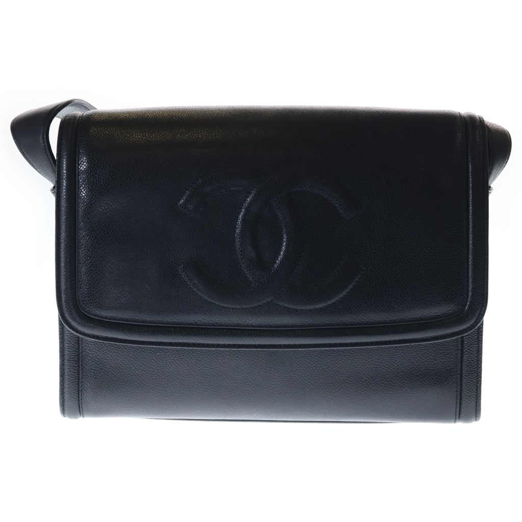 CHANEL(シャネル) デカココマーク メッセンジャーショルダーバッグ ブラック キャビア レディース