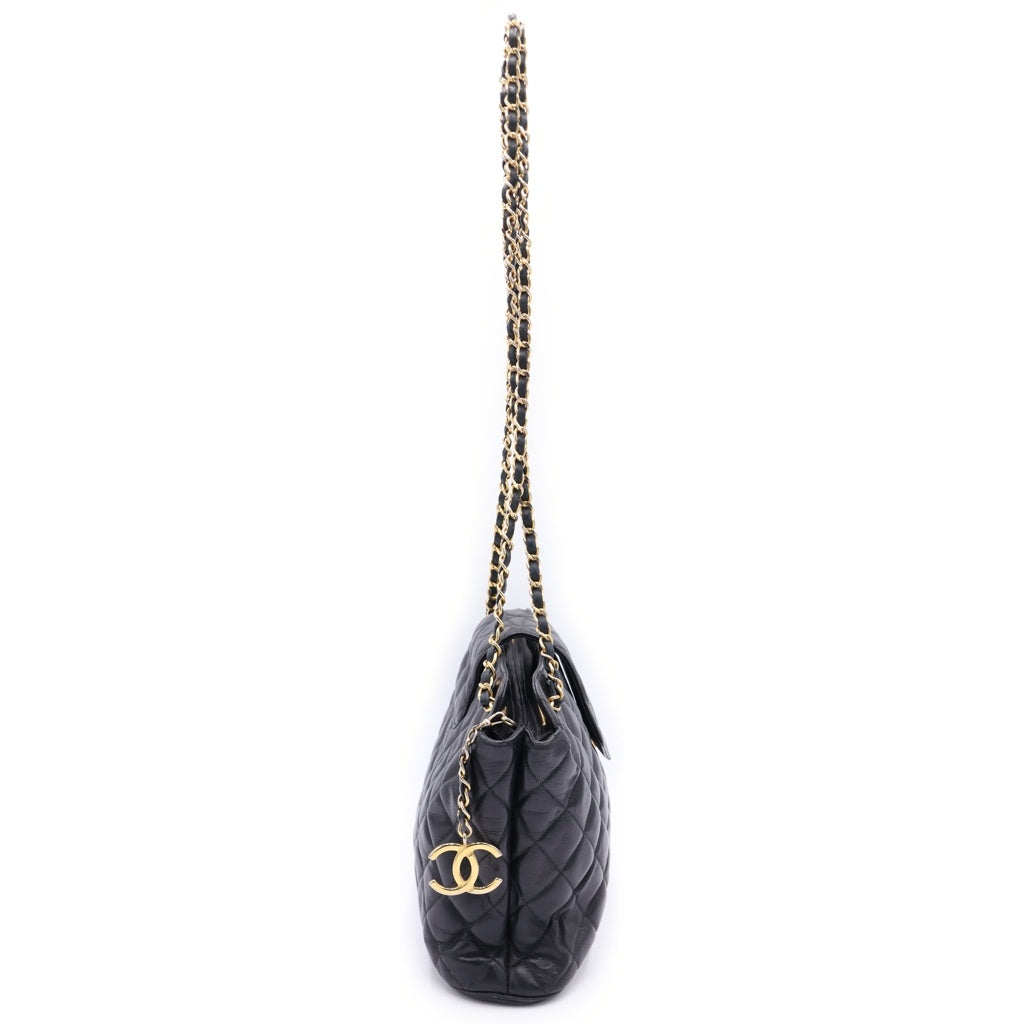 CHANEL(シャネル) ココマーク シングルチェーンショルダーバッグ ブラック レザー ゴールド金具 レディース