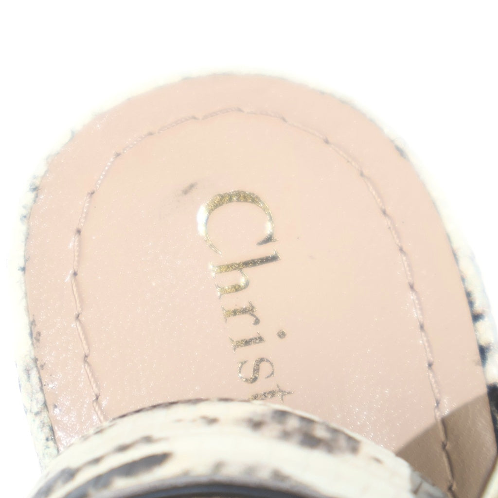Christian Dior(クリスチャンディオール) パイソン レザー ポインテッドトゥ ヒール パンプス サンダル シューズ #37 ブラック/ホワイト レディース