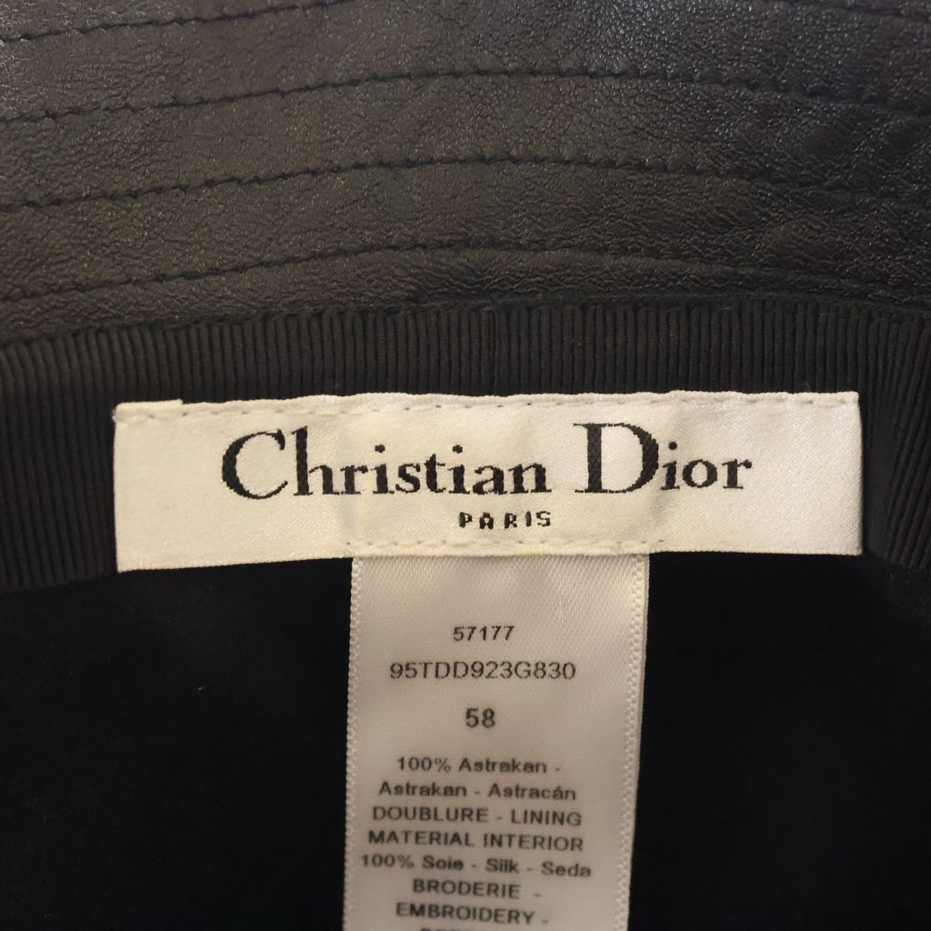 Christian Dior(クリスチャンディオール) ロゴ レース ベルベット ベロア バケットハット 帽子 #58 ブラック レディース