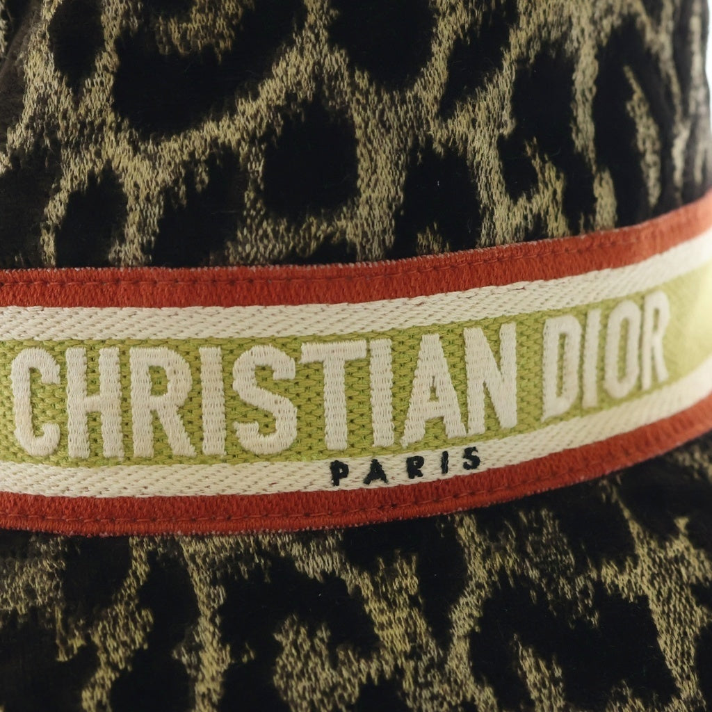 Christian Dior(クリスチャンディオール) ロゴ シグネチャー レオパード柄 レーヨン×コットン×シルク ボブハット 帽子 #57 ブラック/ゴールド レディース