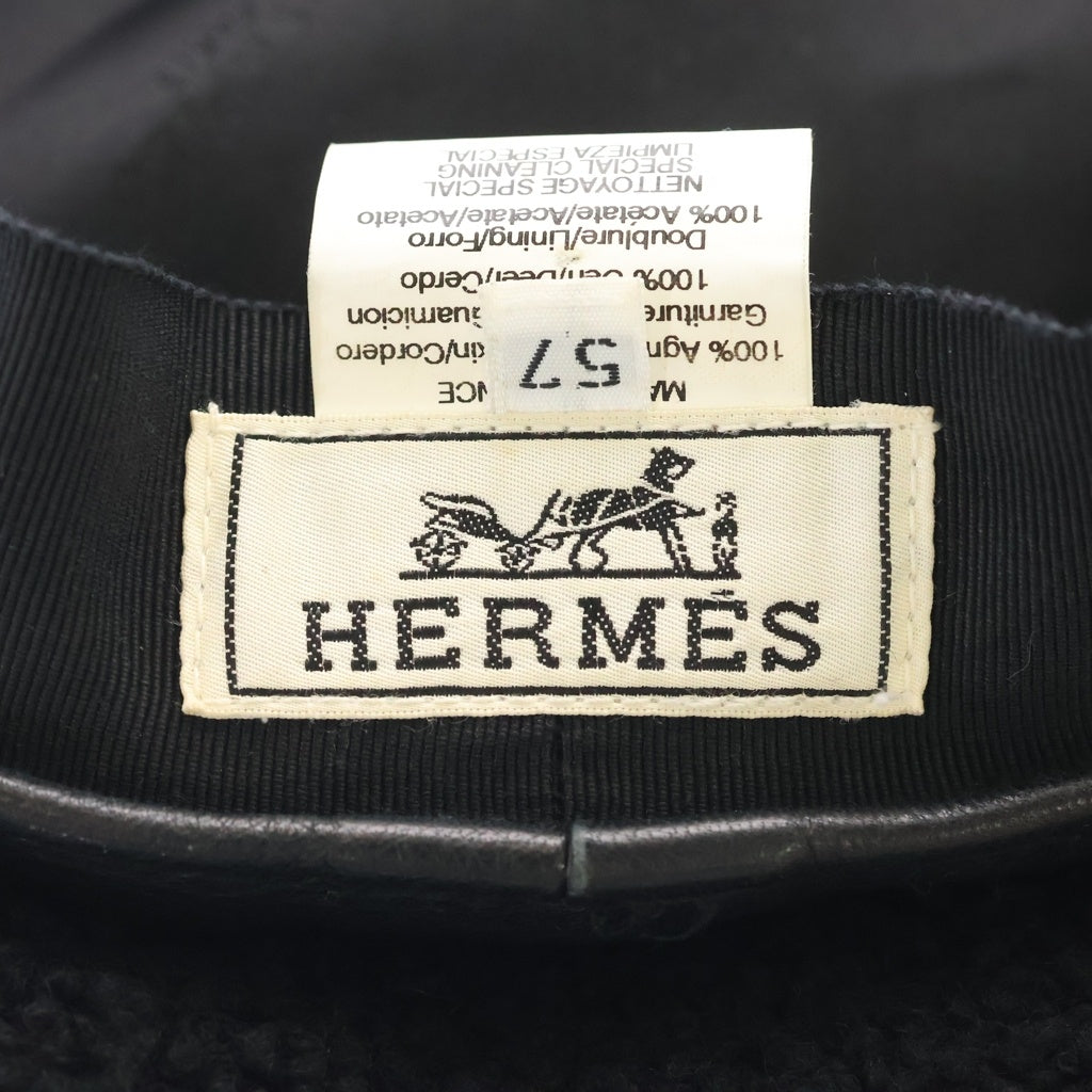 HERMES(エルメス) ムートンファー ベレー帽 帽子 #57 ブラック