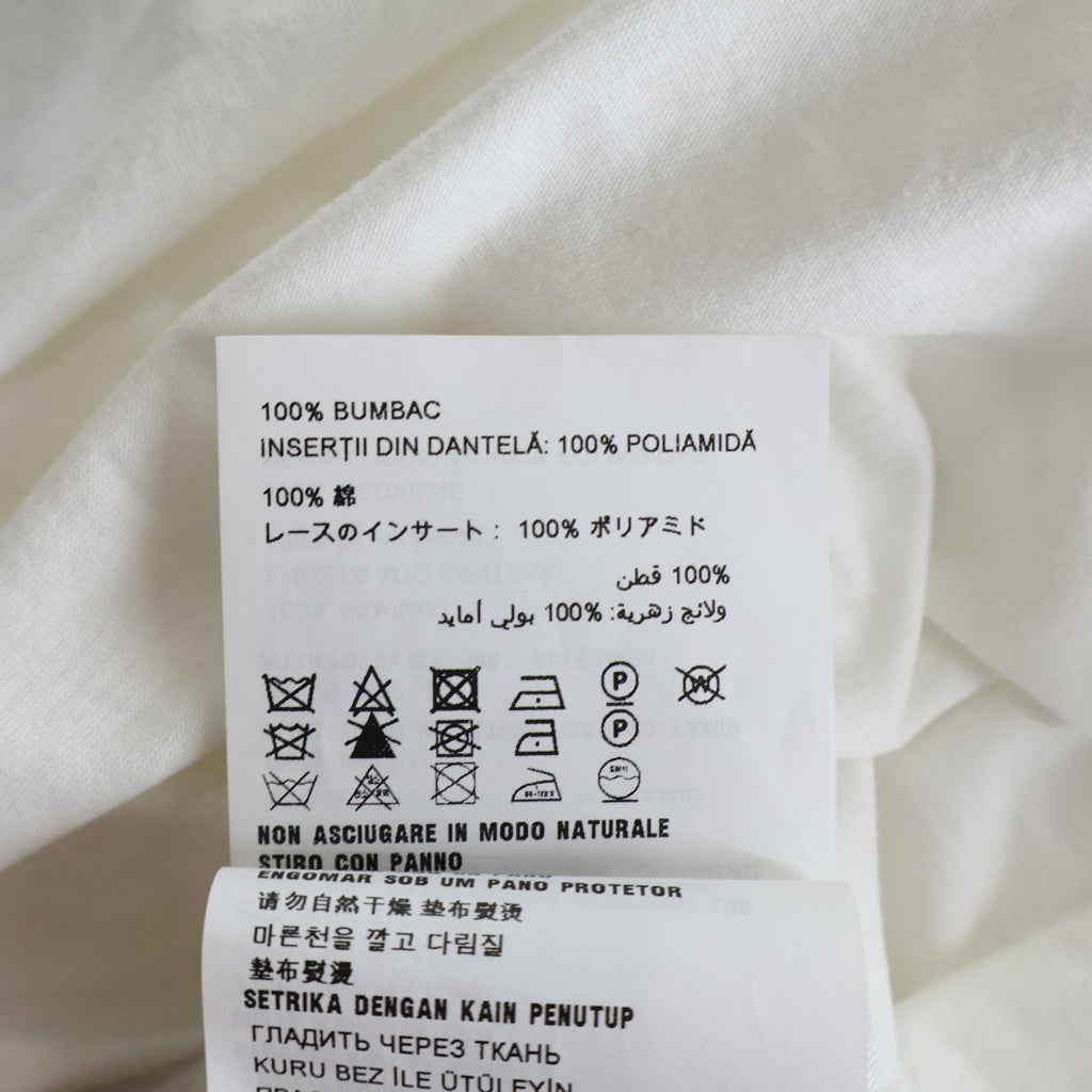 PRADA(プラダ) トライアングルロゴ レース コットン ロングスリーブ Tシャツ ワンピース #XS ホワイト 34639R レディース