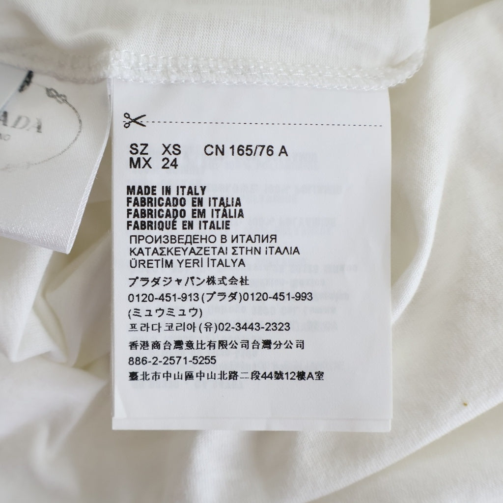 PRADA(プラダ) トライアングルロゴ レース コットン ロングスリーブ Tシャツ ワンピース #XS ホワイト 34639R レディース