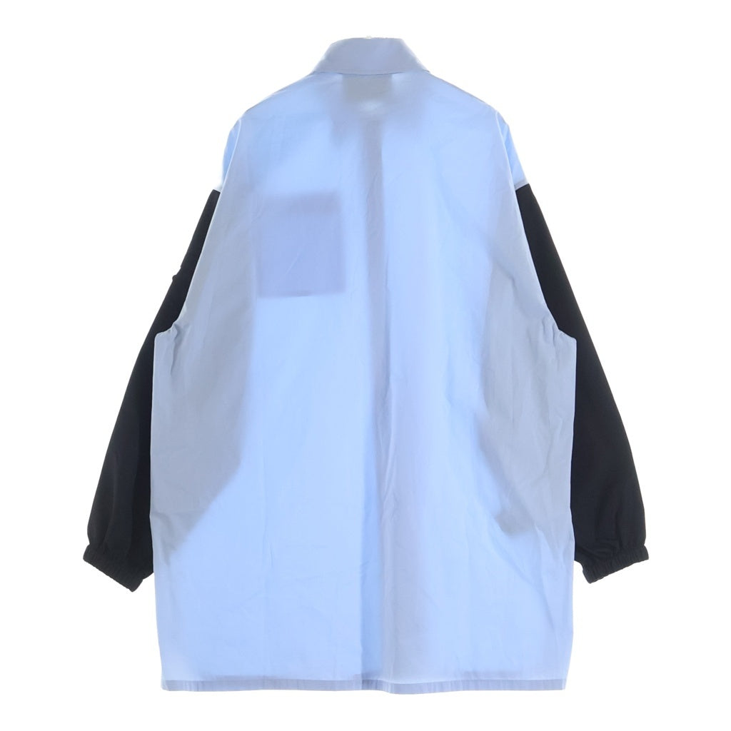 PRADA(プラダ) トライアングルロゴ コットン ドッキング ロングスリーブシャツ #36 ブルー/ブラック レディース