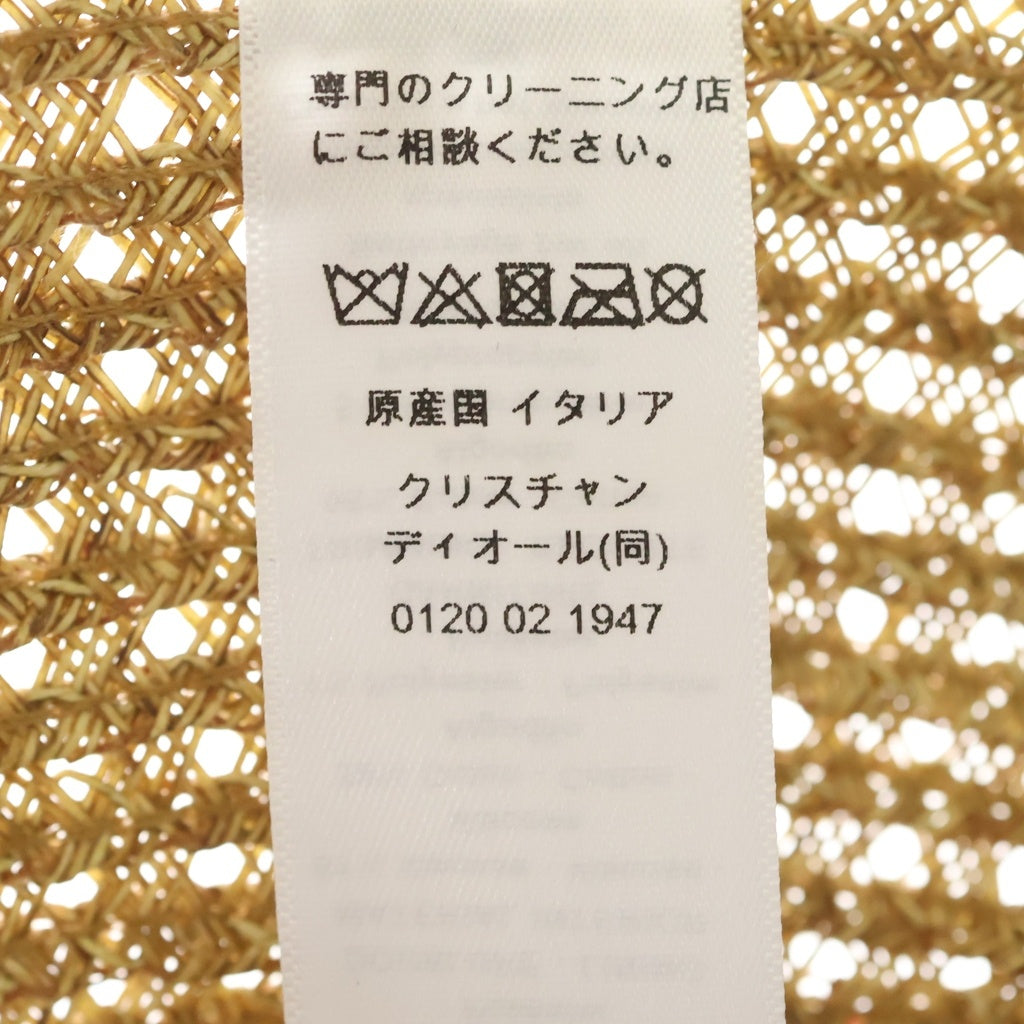 Christian Dior(クリスチャンディオール) D-Bobby シグネチャー ストロー×リボン ボブハット 麦わら帽子 #56 ピンク/ ベージュ レディース