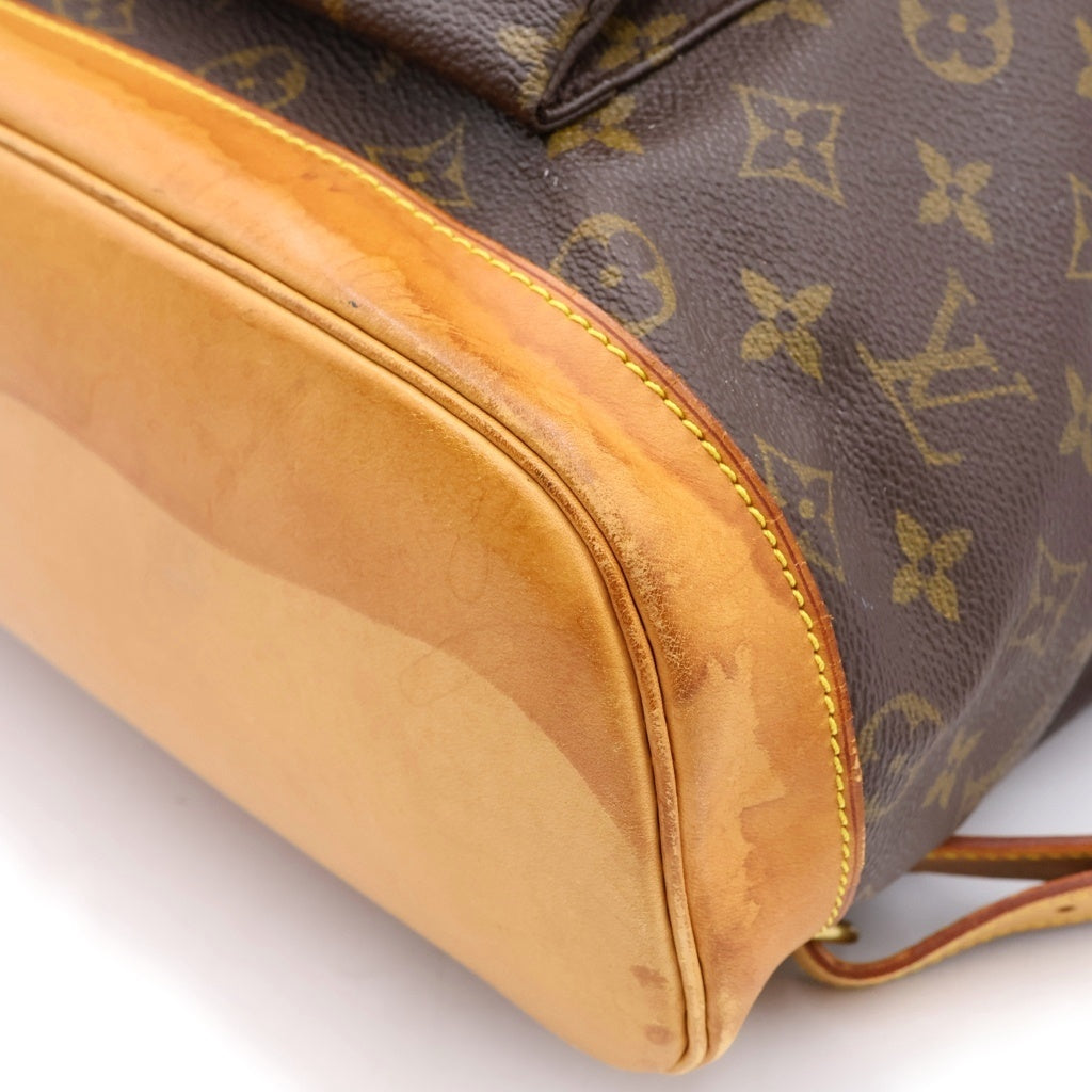 LOUIS VUITTON(ルイヴィトン) モノグラム モンスリGM リュックサック バックパック ブラウン レザー×PVC M51135 ゴールド金具 レディース
