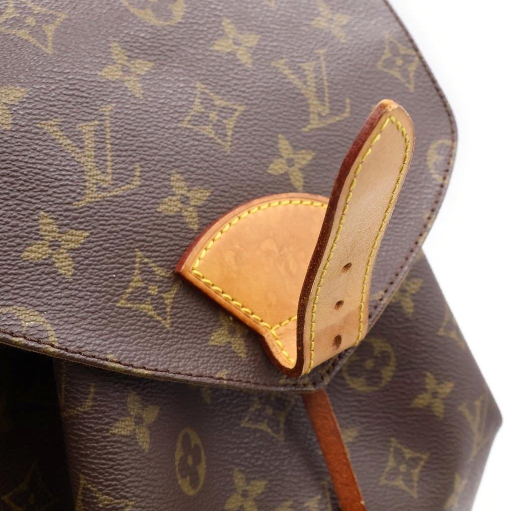 LOUIS VUITTON(ルイヴィトン) モノグラム モンスリGM リュックサック バックパック ブラウン レザー×PVC M51135 ゴールド金具 レディース