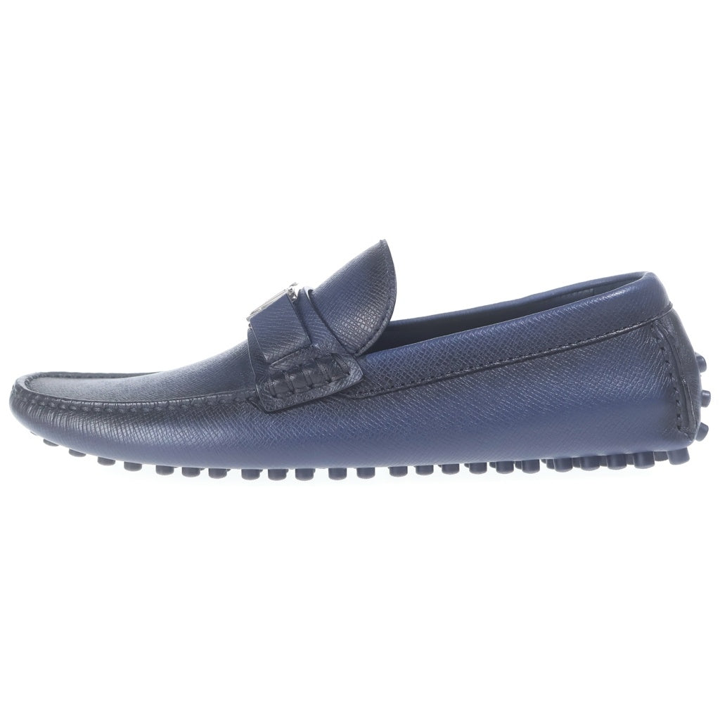 LOUIS VUITTON(ルイヴィトン) LV シルバーストーン モカシン フラットシューズ 革靴 レザー ネイビー 1AHRLU