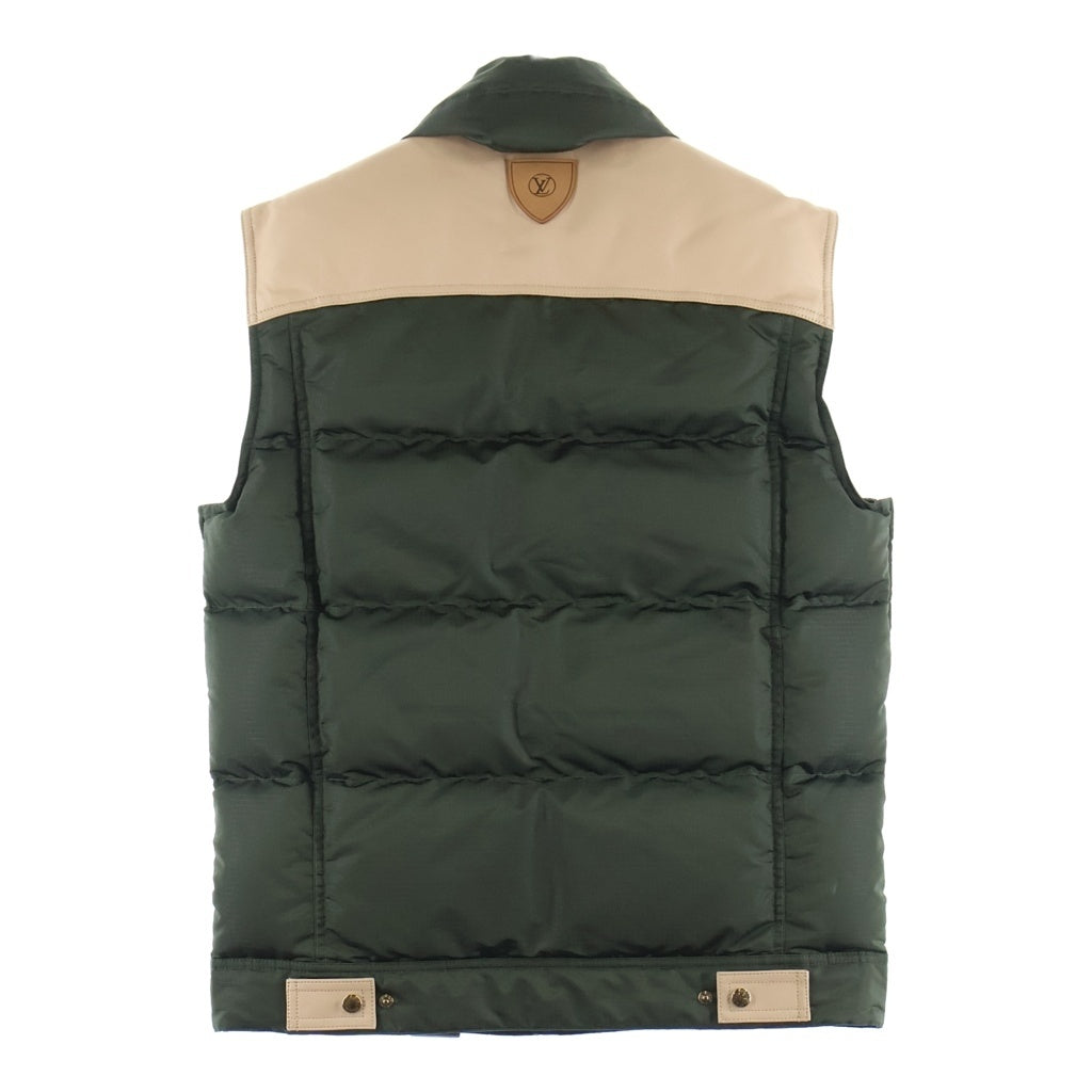 LOUIS VUITTON(ルイヴィトン) 23AW モノグラム ポリエステル×ナイロン レザー切り替え ダウンベスト #34 カーキ RW232W RD7 FPOW19 レディース