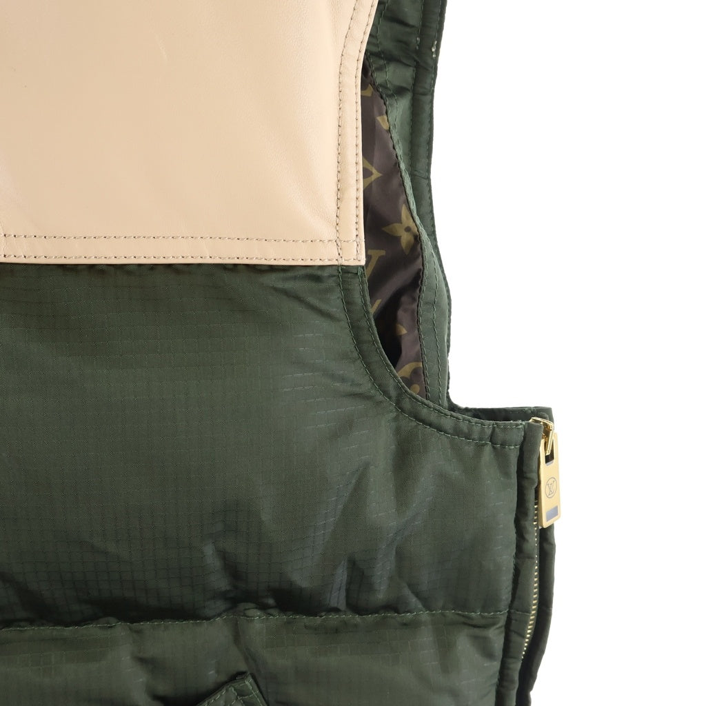 LOUIS VUITTON(ルイヴィトン) 23AW モノグラム ポリエステル×ナイロン レザー切り替え ダウンベスト #34 カーキ RW232W RD7 FPOW19 レディース