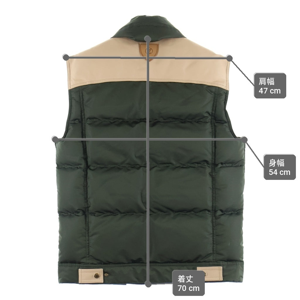 LOUIS VUITTON(ルイヴィトン) 23AW モノグラム ポリエステル×ナイロン レザー切り替え ダウンベスト #34 カーキ RW232W RD7 FPOW19 レディース