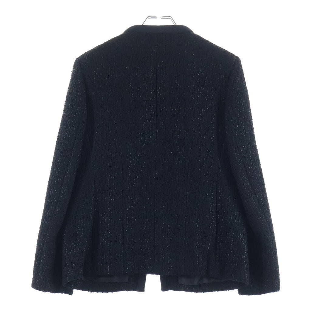 LOUIS VUITTON(ルイヴィトン) ウール×ナイロン ツイードジャケット チェーン付 ノーカラージャケット #34 ブラック RW241WA GFE FQVB96 レディース