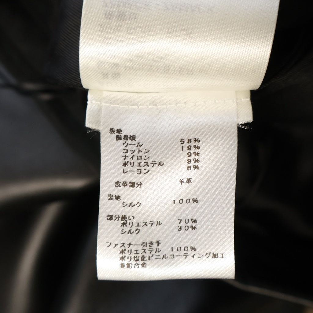 LOUIS VUITTON(ルイヴィトン) ルレックス ツイード ウール×コットン レザースカート ミディアムスカート フロントジップスカート #34 ブラック RW232W FG9 FPSK03 レディース