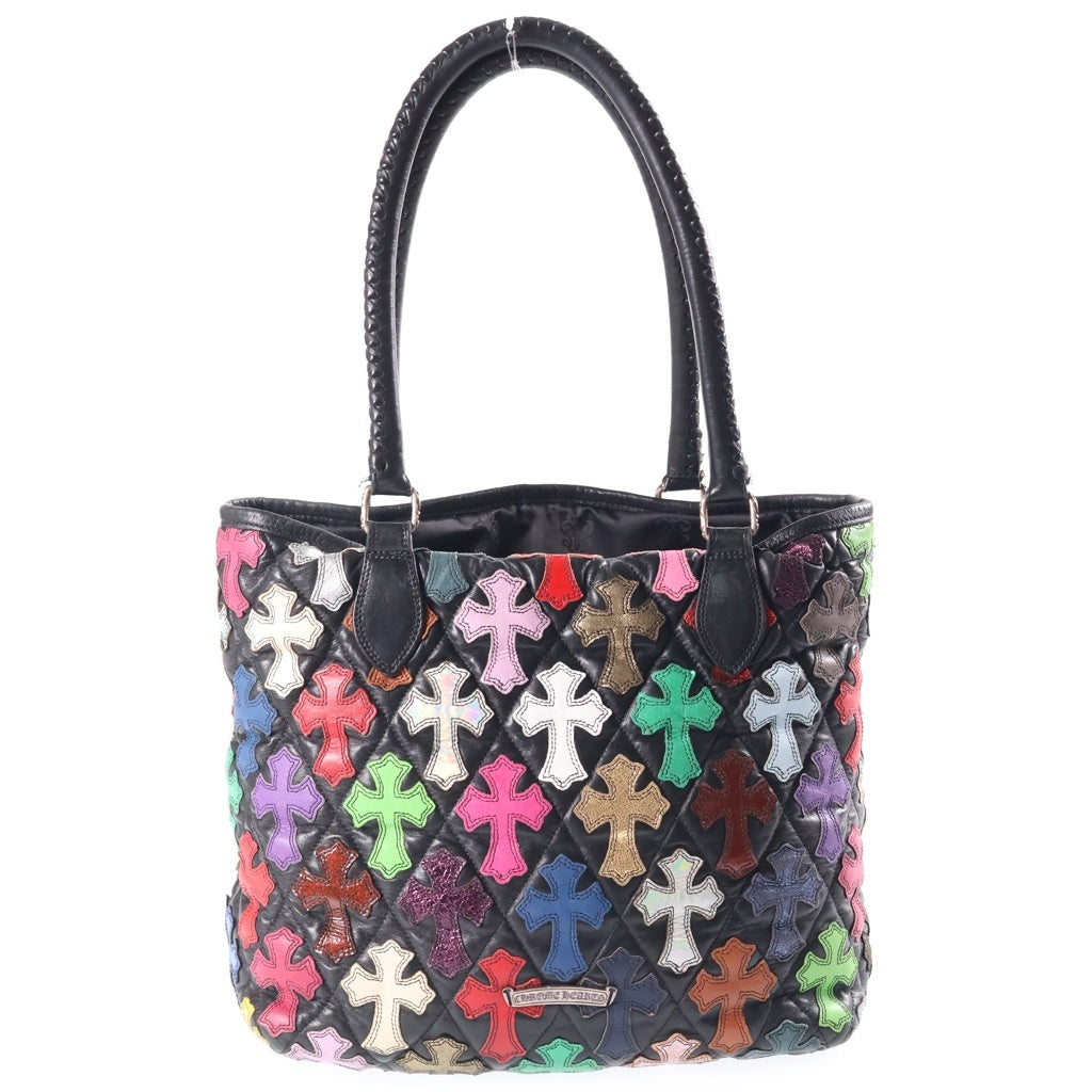 CHROME HEARTS(クロムハーツ) FS TOTE MULTI FSトート マルチクロスパッチ レザー ブラック/マルチカラー