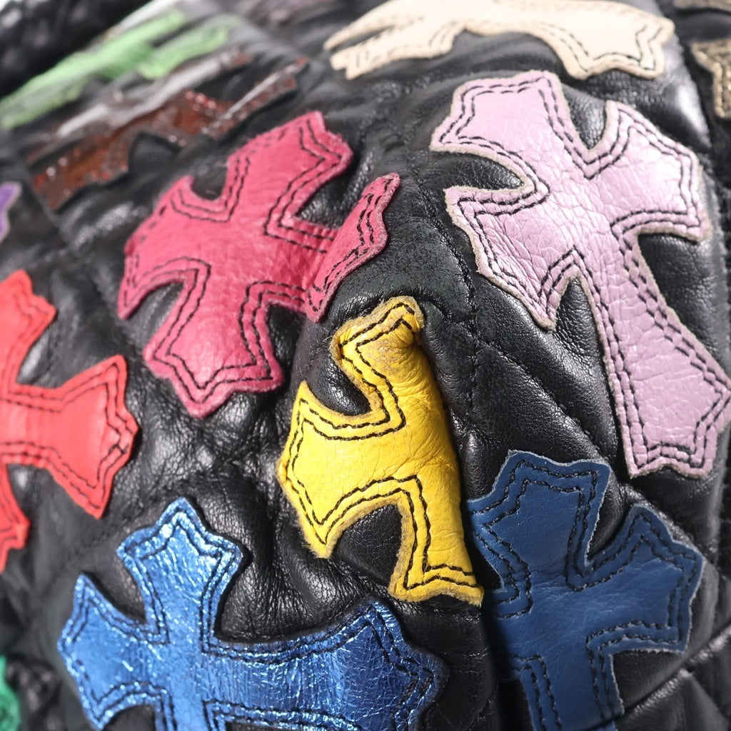 CHROME HEARTS(クロムハーツ) FS TOTE MULTI FSトート マルチクロスパッチ レザー ブラック/マルチカラー