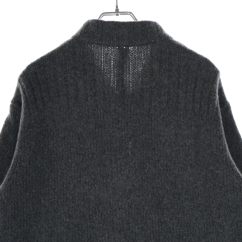 CHROME HEARTS(クロムハーツ) CHロゴ レザーパッチ クロスボールボタン カシミア ニット カーディガン #S グレー