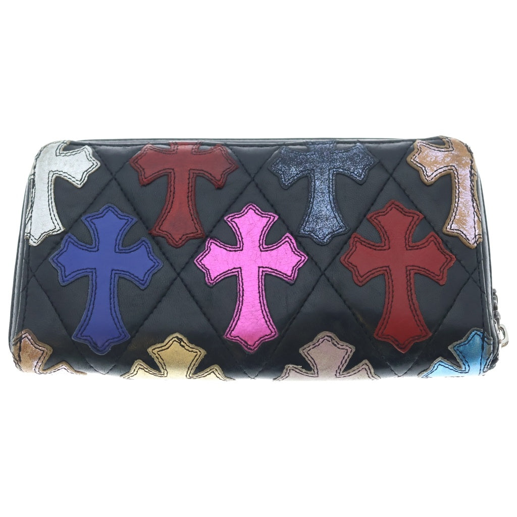 CHROME HEARTS(クロムハーツ) REC F ZIP QUILTED マルチセメタリークロスキルティング ウォレット 長財布 レザー ブラック/マルチカラー