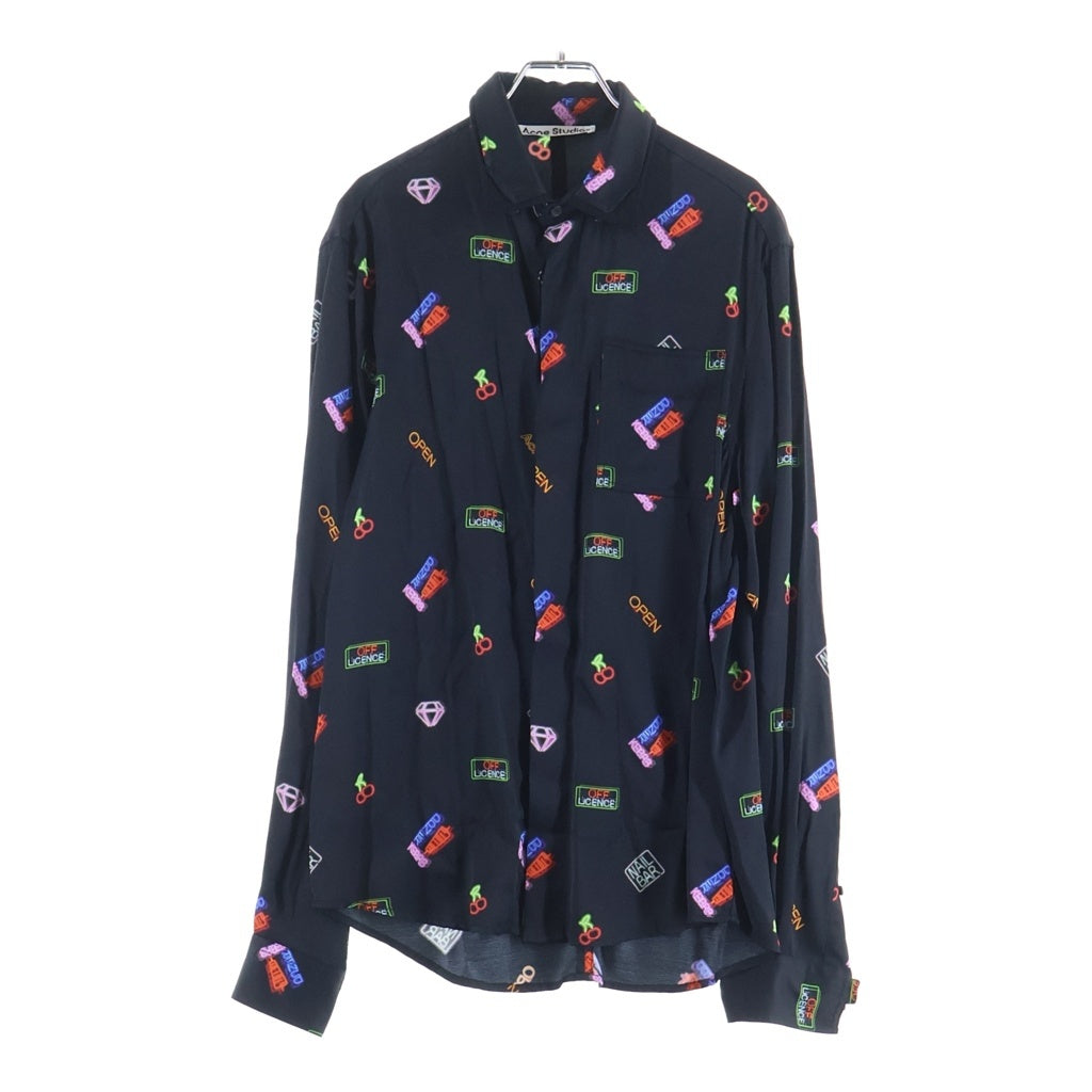 Acne Studios(アクネ ストゥディオズ) Yシャツ 長袖 ネオン柄 レーヨン ブラック #44 レディース