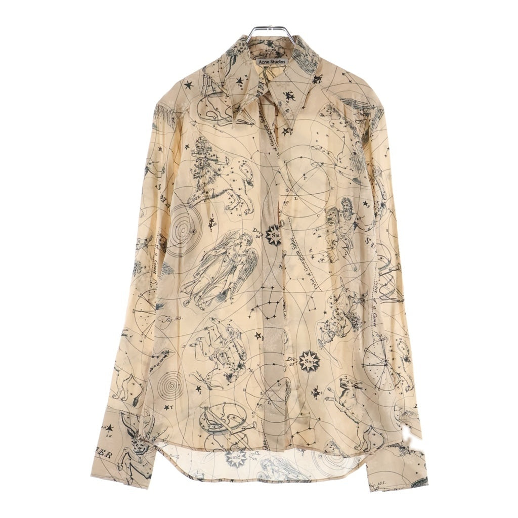 Acne Studios(アクネ ストゥディオズ) Astrology-Print Linen Shirt アストロロジープリント 占星術 星座柄 Yシャツ 長袖 レーヨン レディース