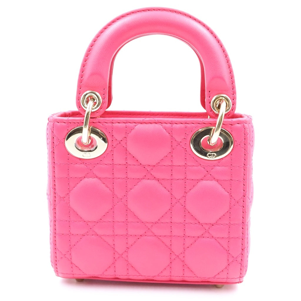 Christian Dior(クリスチャンディオール) レディディオール マイクロ 2WAYショルダーバッグ ハンドバッグ ピンク ゴールド金具 レディース