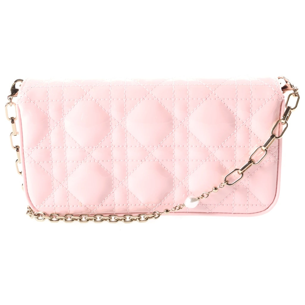 Christian Dior(クリスチャンディオール) マイディオール チェーンショルダーバッグ パテント レザー ピンク ゴールド金具 レディース