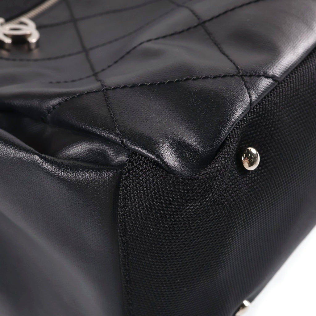 CHANEL(シャネル) パリビアリッツトートGM ハンドバッグ ココマーク ブラック シルバー金具 キャンバス×レザー レディース