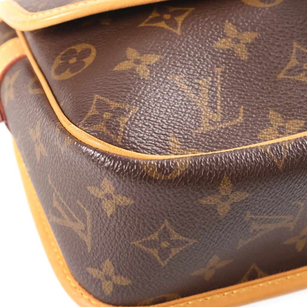 LOUIS VUITTON(ルイヴィトン) モノグラム ソローニュ ワンショルダーバッグ ブラウン レザー×PVC M42250 ゴールド金具 レディース