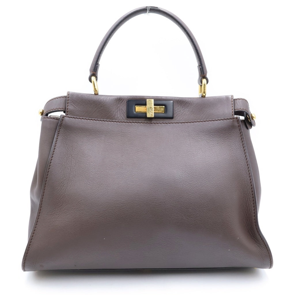FENDI(フェンディ) ピーカブー レギュラー ミディアム ハンド ショルダーバッグ セレリア レザー 2WAY ブラウン 8BN290 レディース