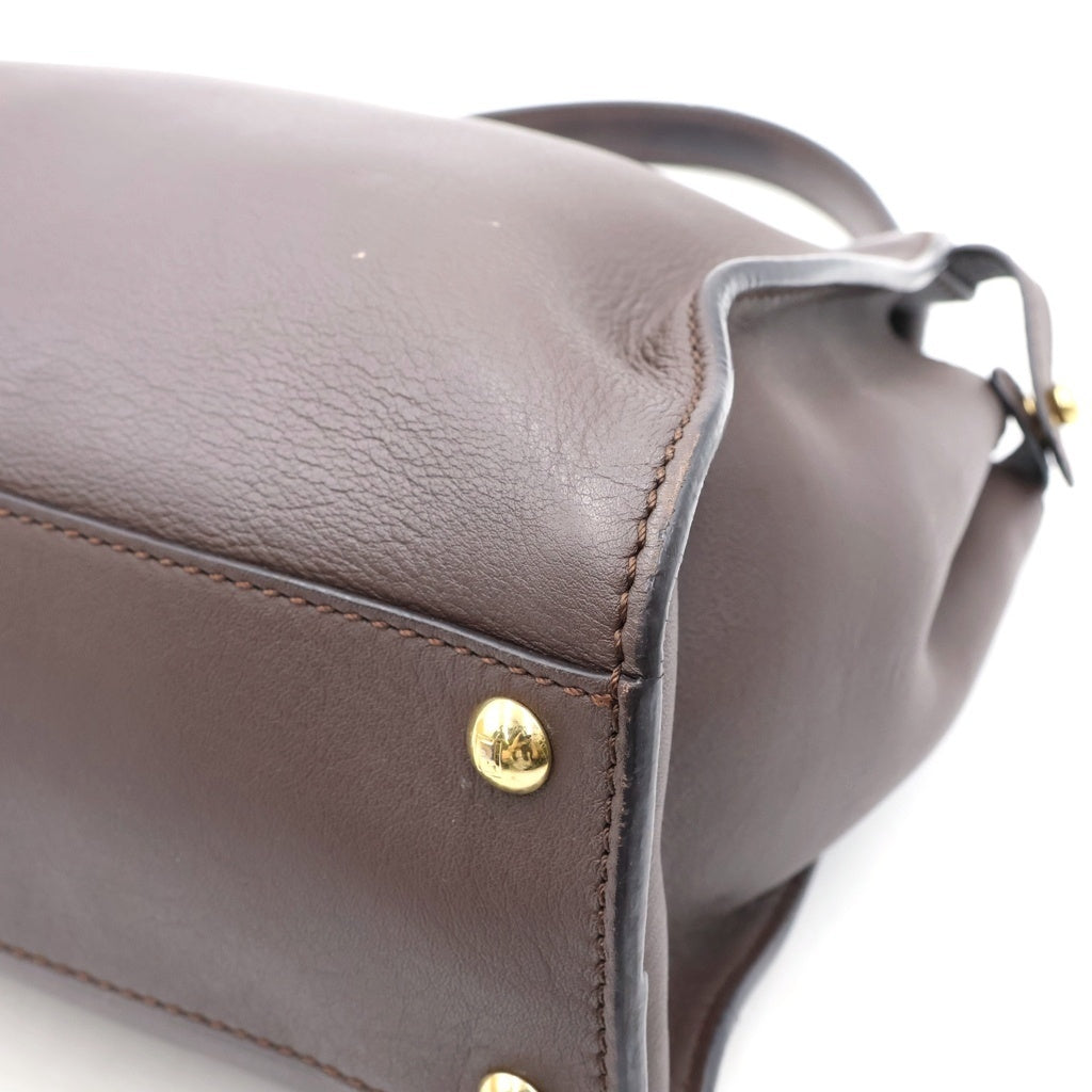 FENDI(フェンディ) ピーカブー レギュラー ミディアム ハンド ショルダーバッグ セレリア レザー 2WAY ブラウン 8BN290 レディース