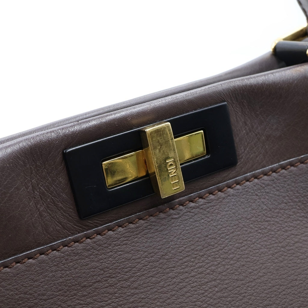 FENDI(フェンディ) ピーカブー レギュラー ミディアム ハンド ショルダーバッグ セレリア レザー 2WAY ブラウン 8BN290 レディース