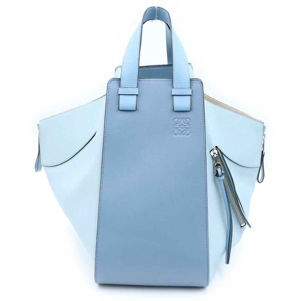 LOEWE(ロエベ) ハンモック ミディアム バイカラー 2WAYハンドバッグ ショルダーバッグ ライトブルー レザー シルバー金具 レディース
