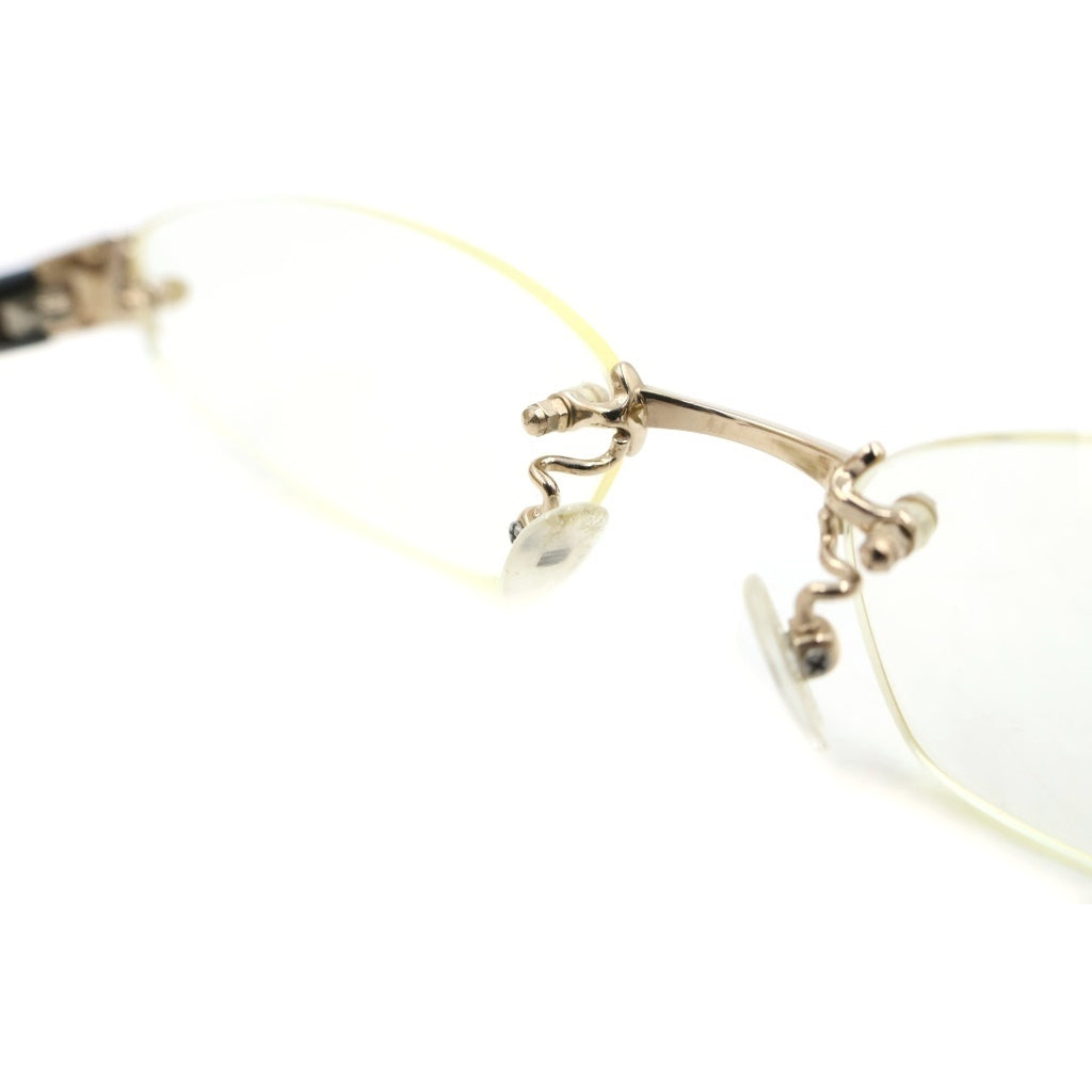 GUCCI(グッチ) シェリーライン リムレスメガネ アイウェア ブラック×ブラウンフレーム クリアレンズ GG-9588J レディース