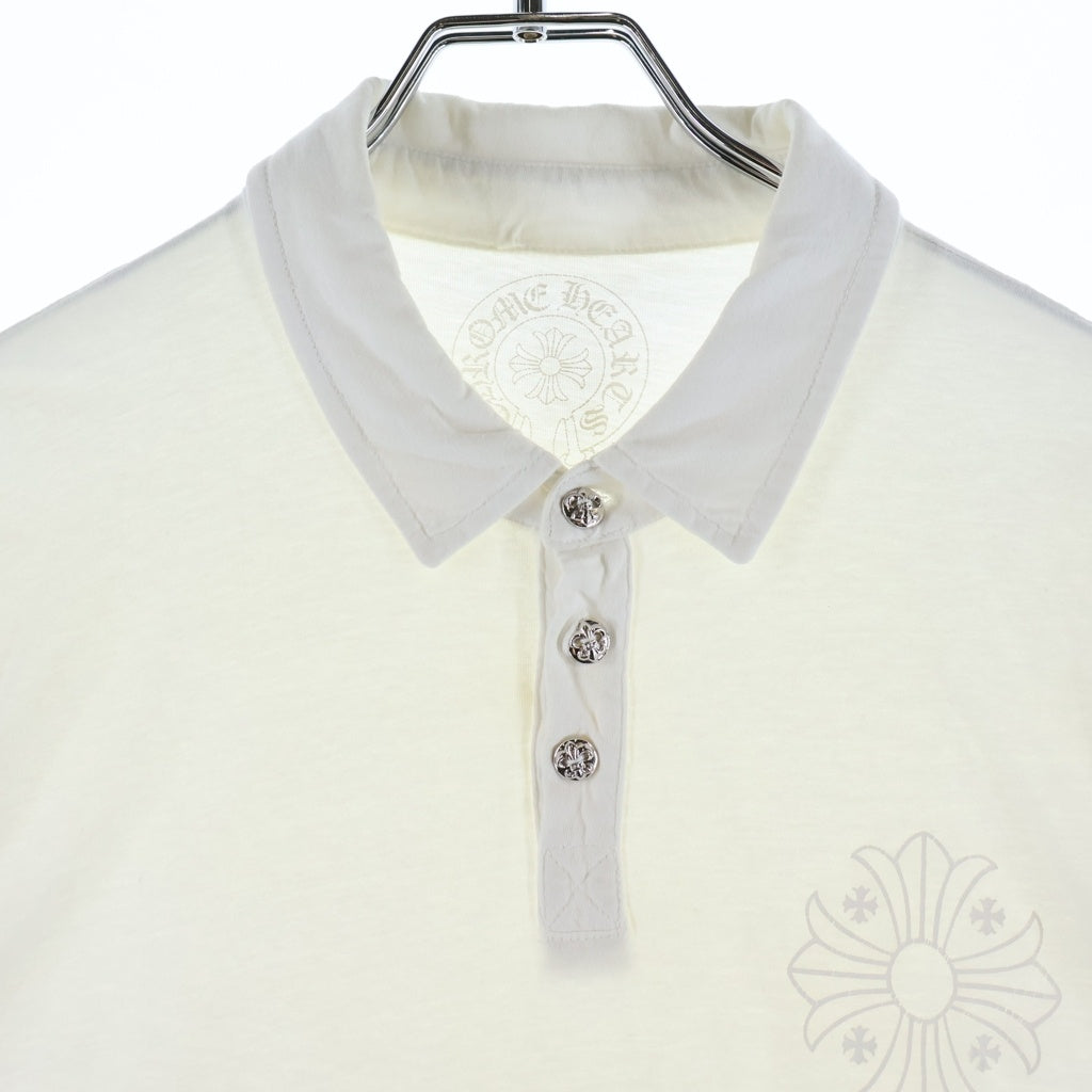 CHROME HEARTS(クロムハーツ) CH POLO S/S BSフレアロジウムボタン CHロゴプリント 半袖ポロシャツ ホワイト