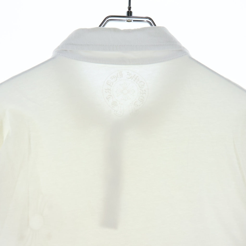 CHROME HEARTS(クロムハーツ) CH POLO S/S BSフレアロジウムボタン CHロゴプリント 半袖ポロシャツ ホワイト