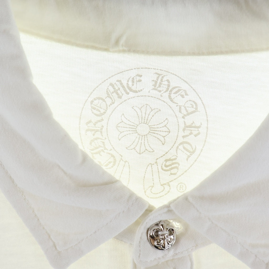 CHROME HEARTS(クロムハーツ) CH POLO S/S BSフレアロジウムボタン CHロゴプリント 半袖ポロシャツ ホワイト