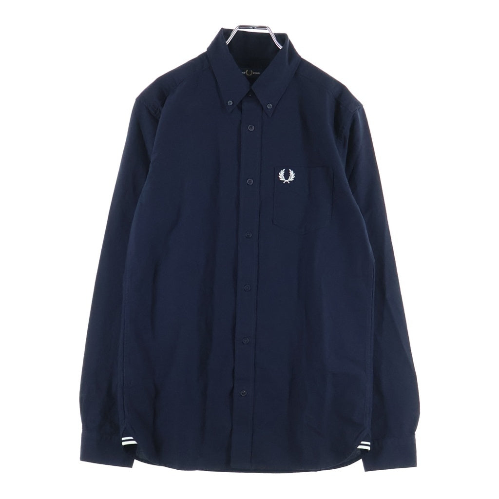 FRED PERRY(フレッドペリー) ローレルリース フロントロゴ刺繍 ボタン 長袖 シャツ #S ネイビー レディース