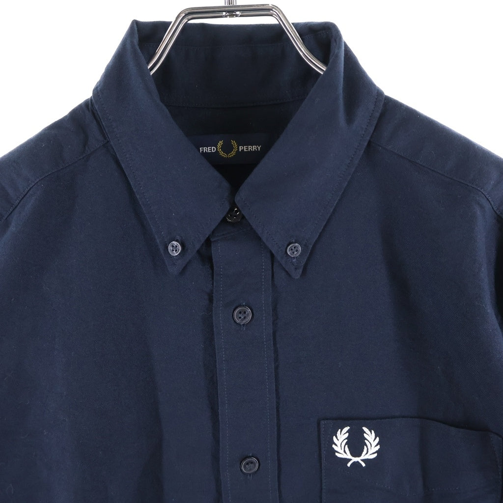 FRED PERRY(フレッドペリー) ローレルリース フロントロゴ刺繍 ボタン 長袖 シャツ #S ネイビー レディース