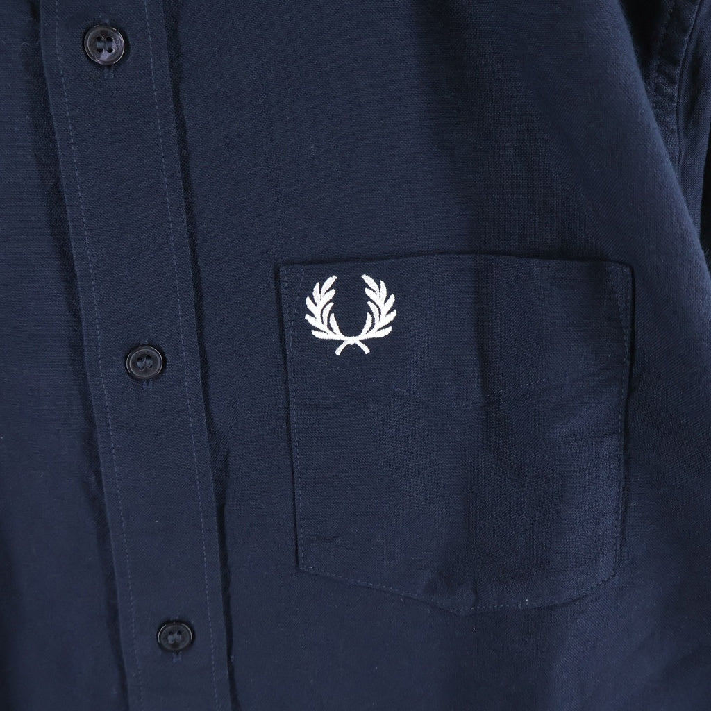 FRED PERRY(フレッドペリー) ローレルリース フロントロゴ刺繍 ボタン 長袖 シャツ #S ネイビー レディース